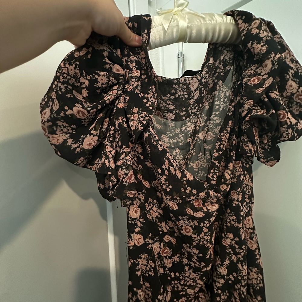 SHEIN Black and Pink Floral Dress